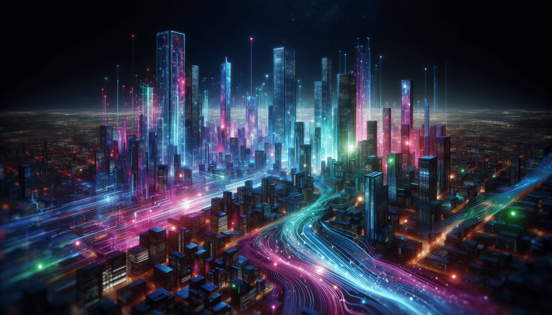 Futuristic city digital artwork