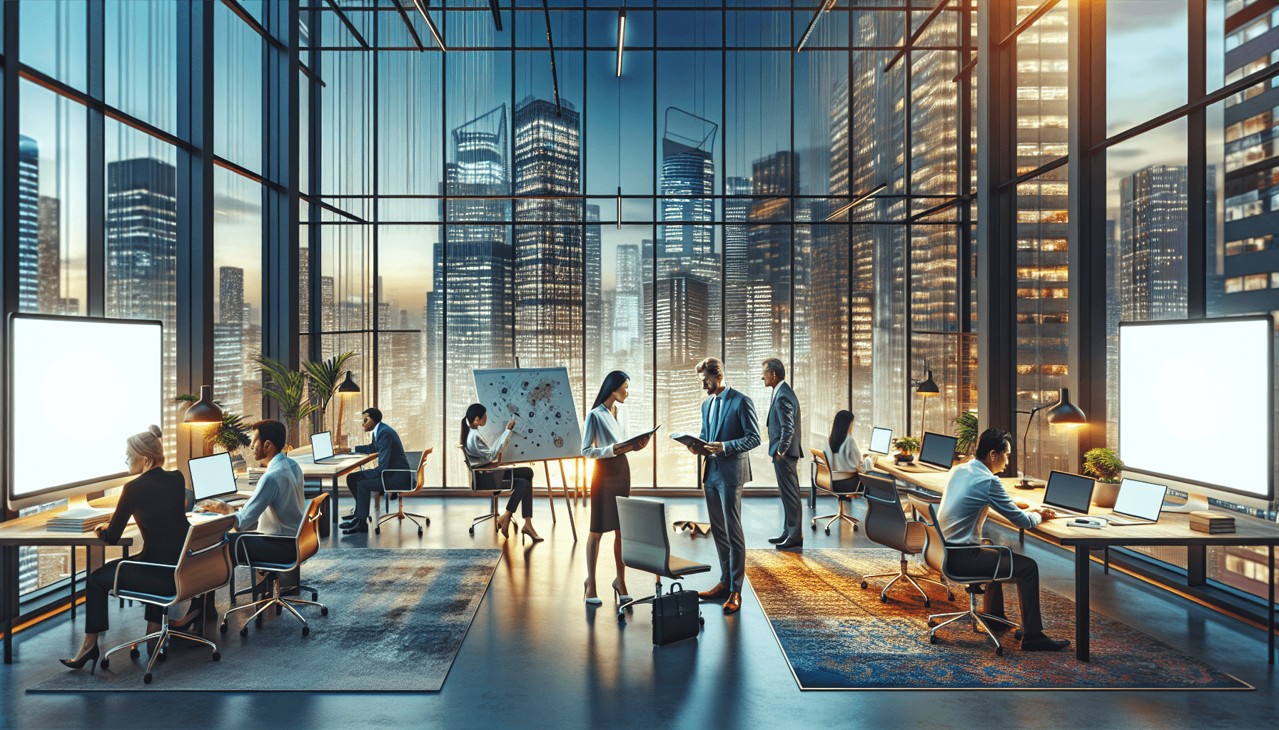 Modern office space with city view